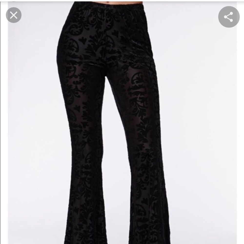 Black velvet bell bottoms